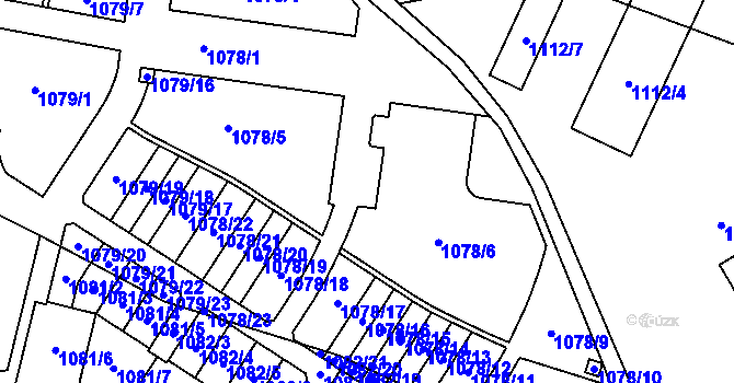 Parcela st. 1078/1 v KÚ Újezd, Katastrální mapa