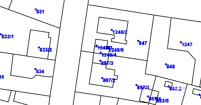 Parcela st. 1248/4 v KÚ Újezd, Katastrální mapa