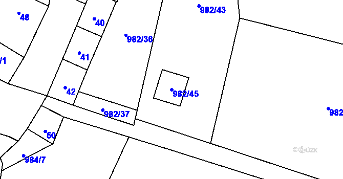 Parcela st. 982/45 v KÚ Újezd, Katastrální mapa