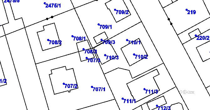 Parcela st. 710/3 v KÚ Újezd, Katastrální mapa