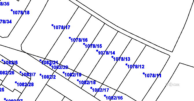Parcela st. 1078/14 v KÚ Újezd, Katastrální mapa