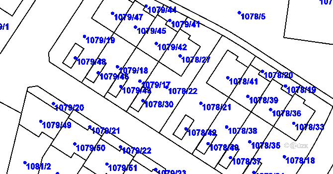 Parcela st. 1078/22 v KÚ Újezd, Katastrální mapa