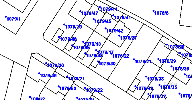 Parcela st. 1079/17 v KÚ Újezd, Katastrální mapa