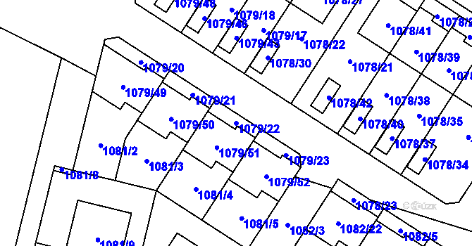 Parcela st. 1079/22 v KÚ Újezd, Katastrální mapa