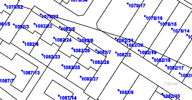 Parcela st. 1082/7 v KÚ Újezd, Katastrální mapa