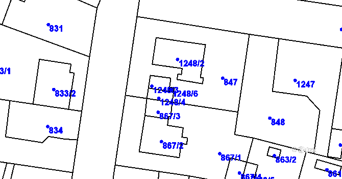 Parcela st. 1248/6 v KÚ Újezd, Katastrální mapa
