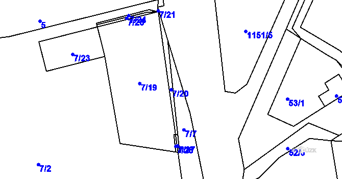 Parcela st. 7/20 v KÚ Újezd, Katastrální mapa