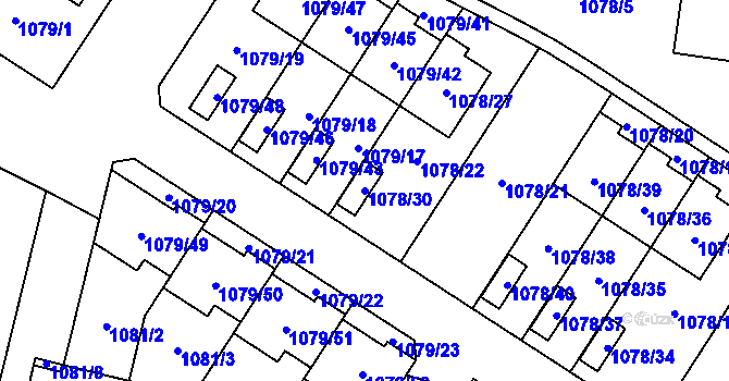 Parcela st. 1078/30 v KÚ Újezd, Katastrální mapa