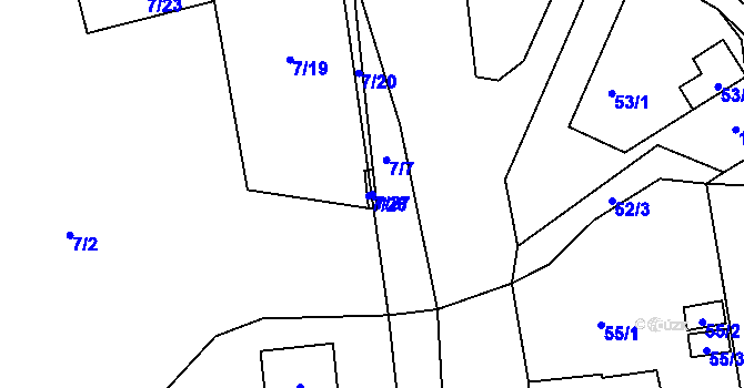 Parcela st. 7/27 v KÚ Újezd, Katastrální mapa