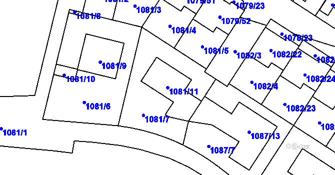 Parcela st. 1081/11 v KÚ Újezd, Katastrální mapa