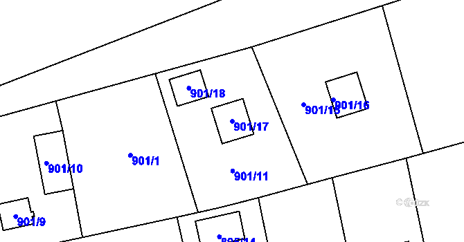 Parcela st. 901/17 v KÚ Újezd, Katastrální mapa