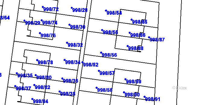 Parcela st. 998/56 v KÚ Újezd, Katastrální mapa