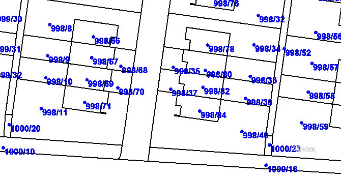Parcela st. 998/37 v KÚ Újezd, Katastrální mapa