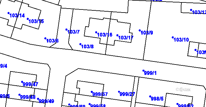 Parcela st. 999/42 v KÚ Újezd, Katastrální mapa