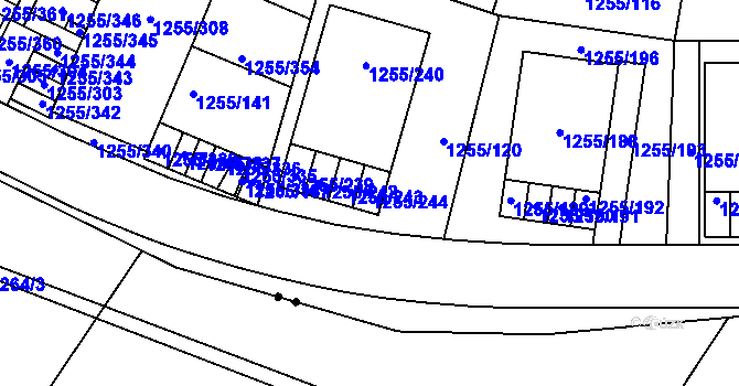 Parcela st. 1255/244 v KÚ Újezd, Katastrální mapa