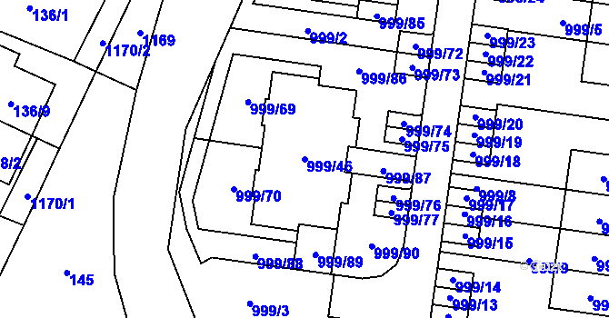 Parcela st. 999/46 v KÚ Újezd, Katastrální mapa