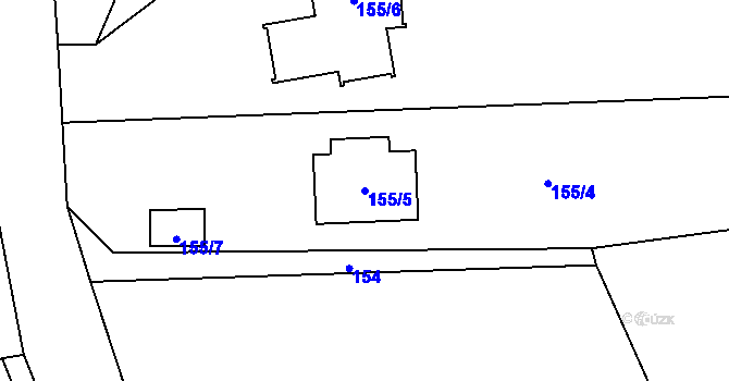 Parcela st. 155/5 v KÚ Bukovec, Katastrální mapa