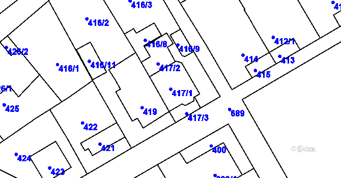 Parcela st. 417/1 v KÚ Bukovec, Katastrální mapa