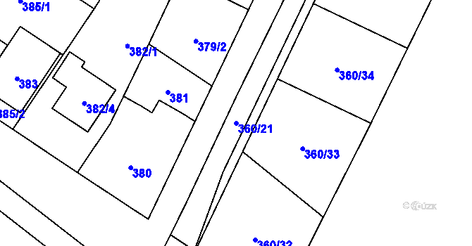 Parcela st. 360/21 v KÚ Bukovec, Katastrální mapa