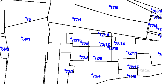Parcela st. 72/5 v KÚ Bukovec, Katastrální mapa