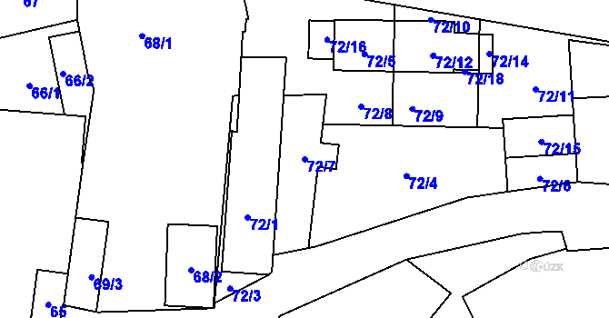 Parcela st. 72/7 v KÚ Bukovec, Katastrální mapa
