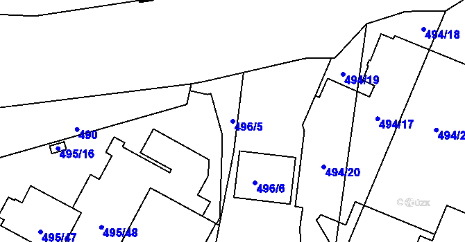 Parcela st. 496/5 v KÚ Bukovec, Katastrální mapa