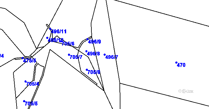 Parcela st. 496/7 v KÚ Bukovec, Katastrální mapa