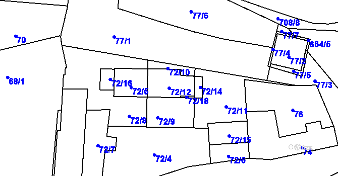 Parcela st. 72/12 v KÚ Bukovec, Katastrální mapa