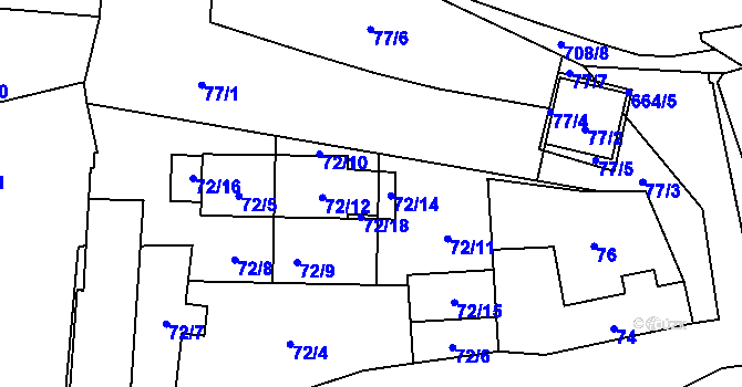 Parcela st. 72/13 v KÚ Bukovec, Katastrální mapa