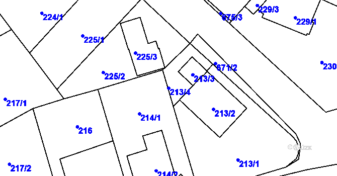 Parcela st. 213/4 v KÚ Bukovec, Katastrální mapa