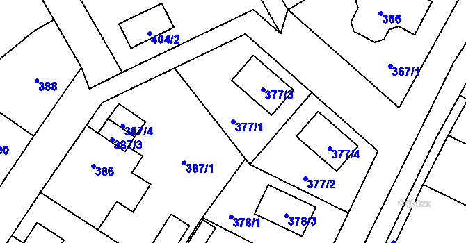 Parcela st. 377/1 v KÚ Bukovec, Katastrální mapa