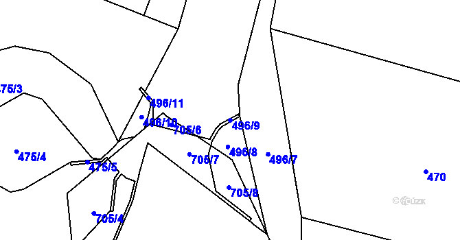 Parcela st. 496/9 v KÚ Bukovec, Katastrální mapa