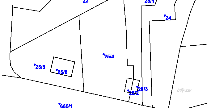 Parcela st. 25/4 v KÚ Bukovec, Katastrální mapa