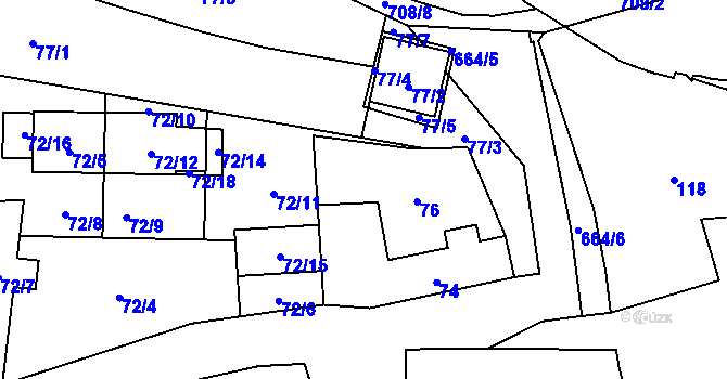 Parcela st. 73 v KÚ Bukovec, Katastrální mapa