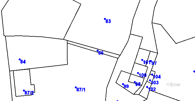 Parcela st. 85 v KÚ Bukovec, Katastrální mapa