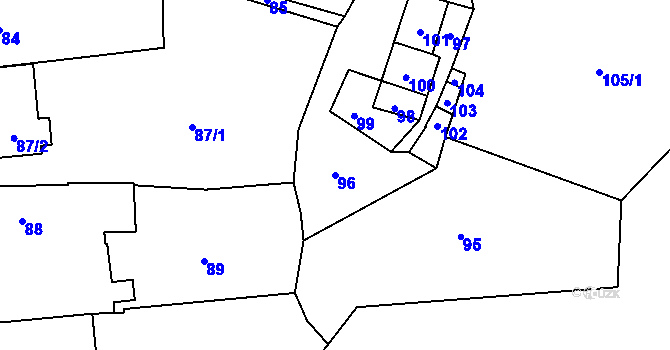 Parcela st. 96 v KÚ Bukovec, Katastrální mapa