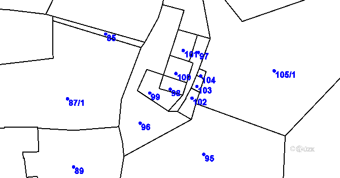 Parcela st. 98 v KÚ Bukovec, Katastrální mapa