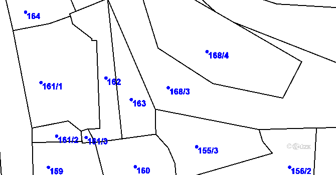 Parcela st. 168/3 v KÚ Bukovec, Katastrální mapa