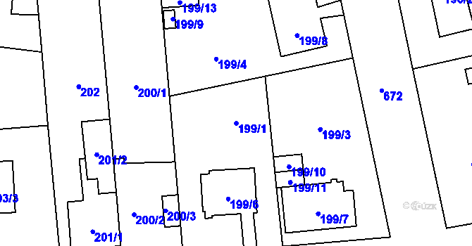 Parcela st. 199/1 v KÚ Bukovec, Katastrální mapa
