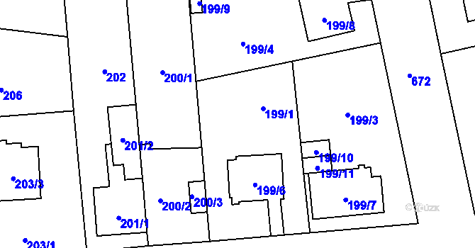 Parcela st. 199/2 v KÚ Bukovec, Katastrální mapa