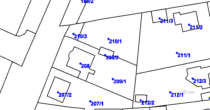 Parcela st. 209/2 v KÚ Bukovec, Katastrální mapa