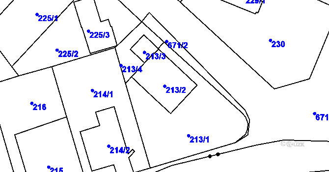 Parcela st. 213/2 v KÚ Bukovec, Katastrální mapa