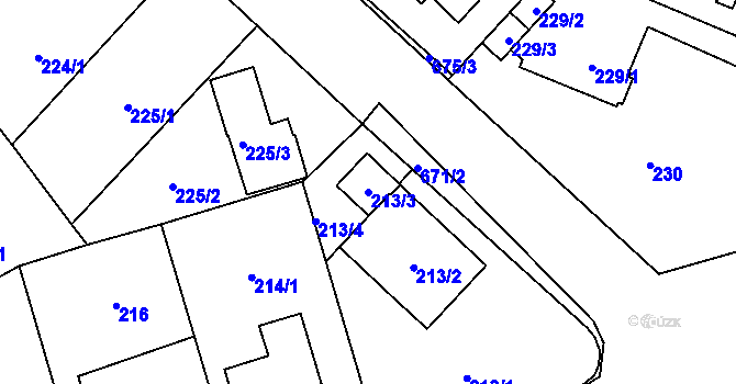 Parcela st. 213/3 v KÚ Bukovec, Katastrální mapa