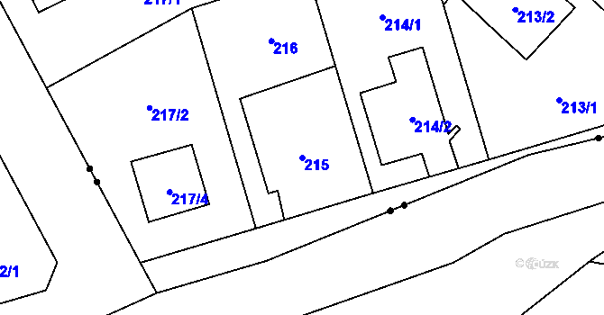 Parcela st. 215 v KÚ Bukovec, Katastrální mapa