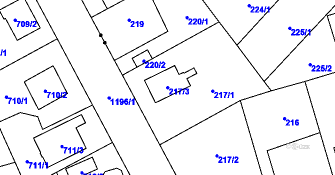 Parcela st. 217/3 v KÚ Bukovec, Katastrální mapa
