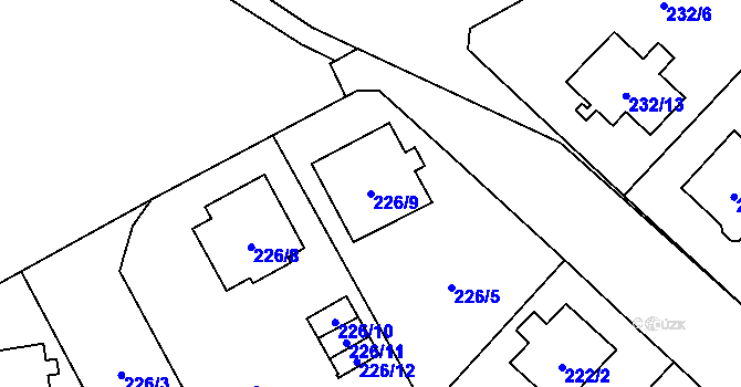 Parcela st. 226/9 v KÚ Bukovec, Katastrální mapa