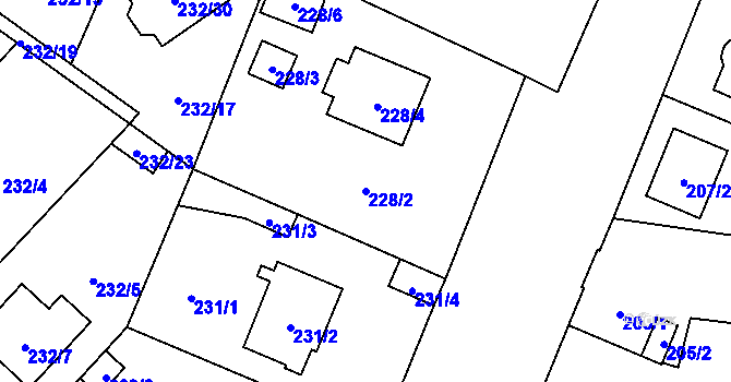 Parcela st. 228/2 v KÚ Bukovec, Katastrální mapa
