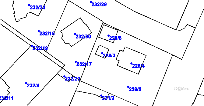 Parcela st. 228/3 v KÚ Bukovec, Katastrální mapa