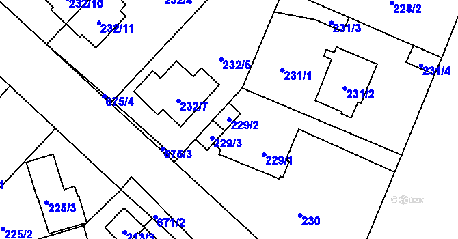 Parcela st. 229/2 v KÚ Bukovec, Katastrální mapa