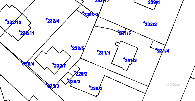 Parcela st. 231/1 v KÚ Bukovec, Katastrální mapa